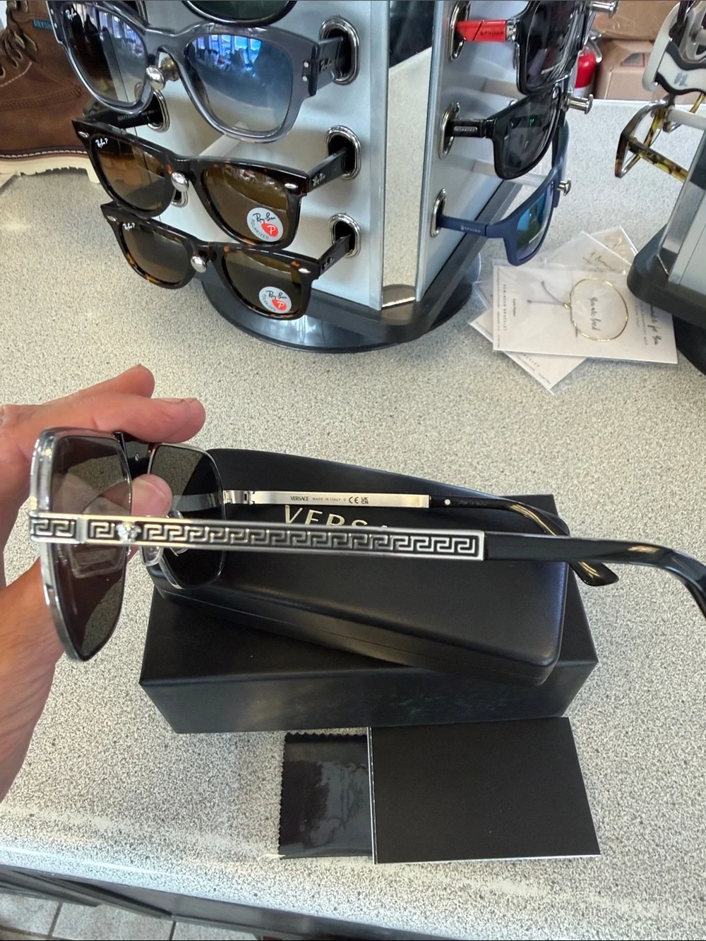 Versace Men’s Silver Mirrored Aviator Sunglasses with Black Bridge